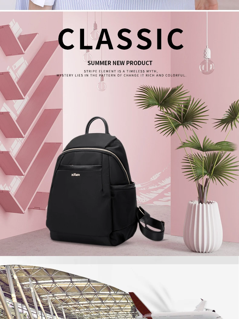 Zoger backpack ladies Oxford cloth backpack casual Korean version of the simple travel canvas small fresh college wind bag tide