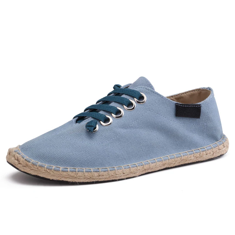 Эспадрильи на плоской подошве мужские холщовые кроссовки из пеньки шнуровке