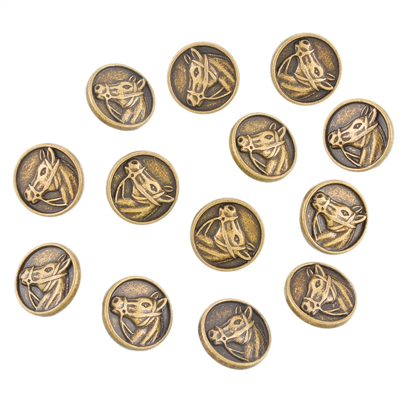 20 шт. металлические пуговицы для рукоделия одежды голова лошади резные круглые