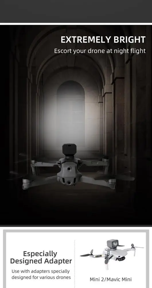 

Drone Light Warning Night Navigation Light for Mini2/Mavic 2/Mavic Air2 Type-C Charge Searchlight 3 Kinds Adjustable Brightness