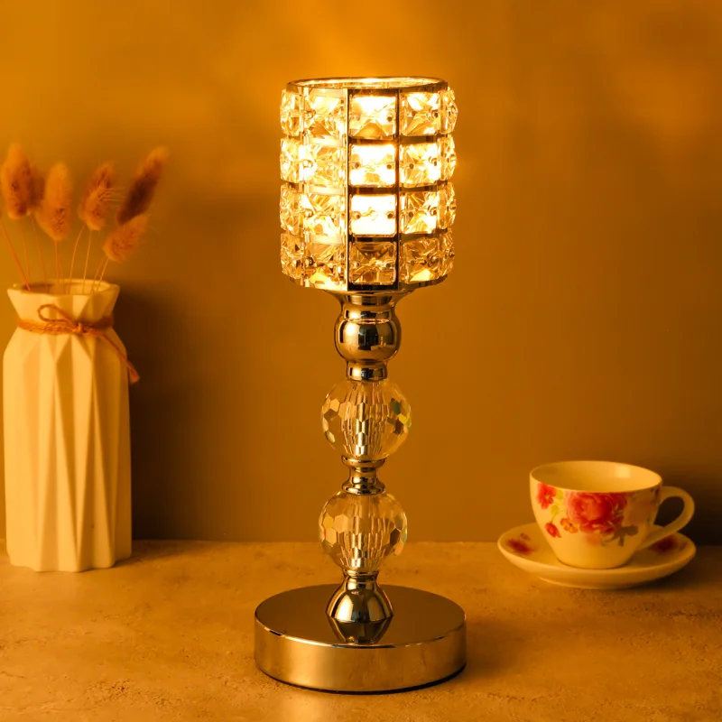 

European Crystal Metal Tea light Candle Holder For Coffee Dining Table Wedding Christmas Halloween Party Home Decoration ZXT004