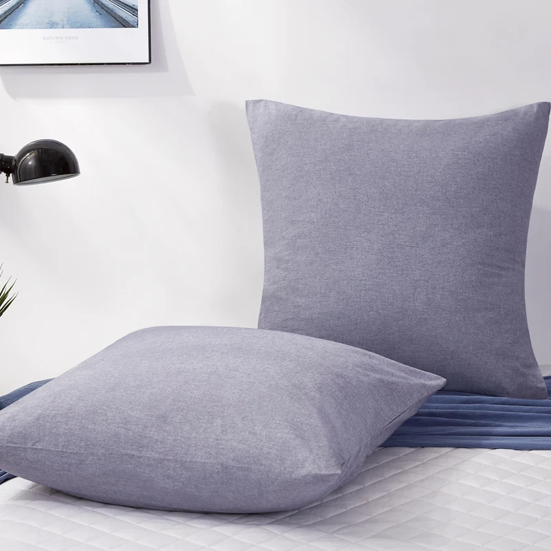 PHF Cotton Back Cushion Pillow Cover 45*45 cm Yarn Dye Pad For Solid Two-Pack Solid Russet Red Dark Grey Blue Color