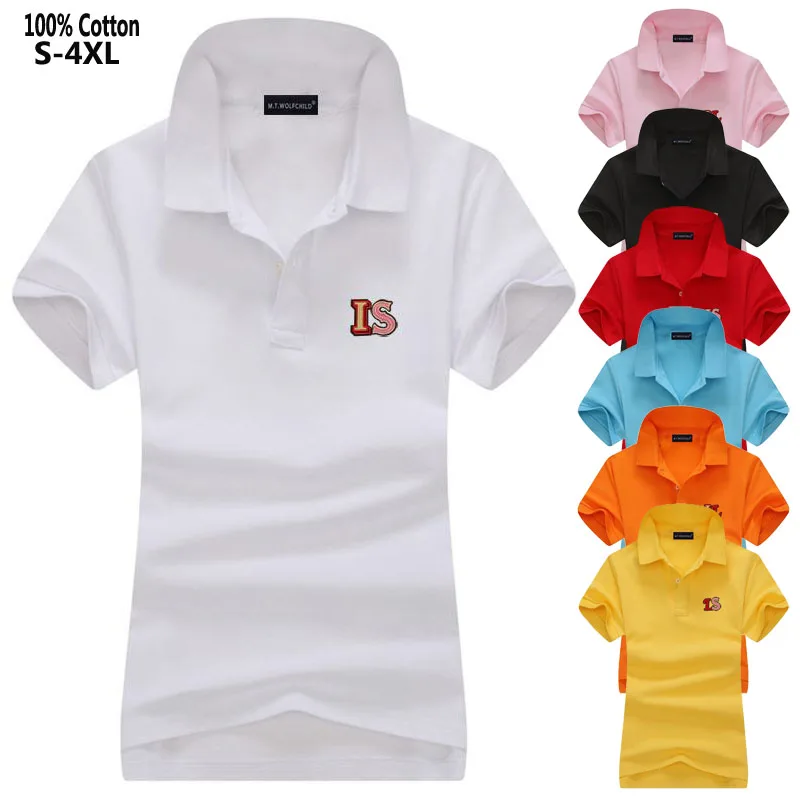 Женские хлопковые рубашки-поло 100% женские рубашки с коротким рукавом модная