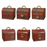 retro storage box wood treasure chest box wooden jewelry organizer case with lid b03e