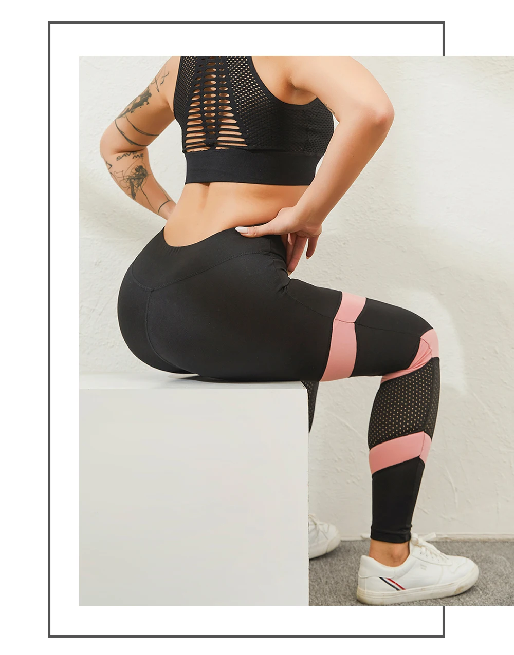 pink leggings SALSPOR Women Mesh Fitness Leggings High Wasit Sexy Patchwork Seamless Push Up Leggings Women Stretch Stripes Leggins Female adidas leggings