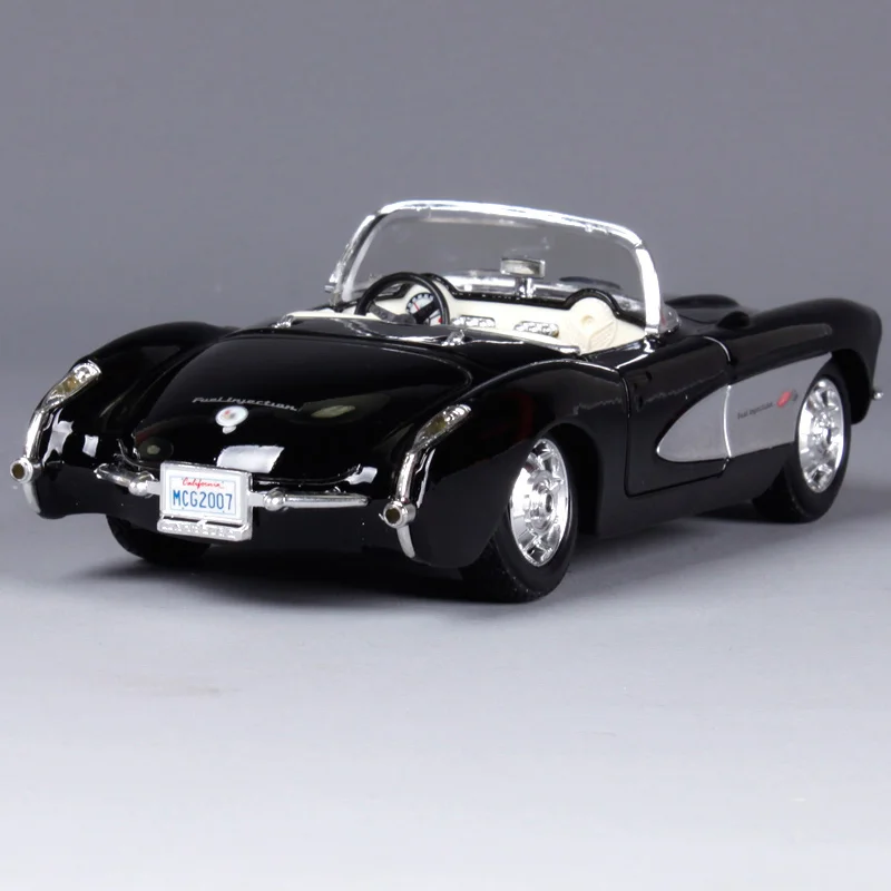Черный 1957 Chvrolet Корвет 1:24 весы брелок для автомобильных ключей модель игрушечные