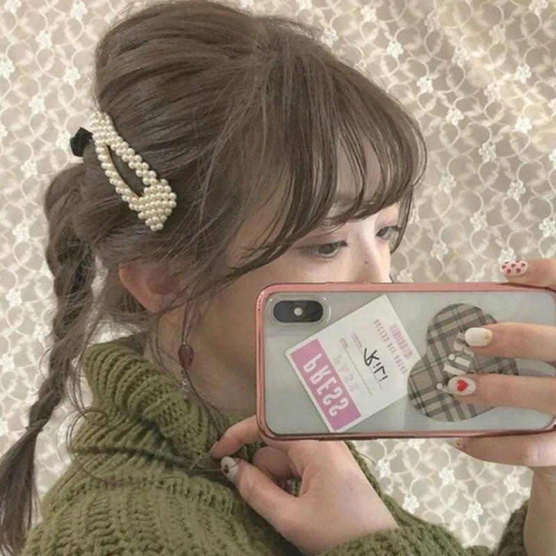 Fujin Korea Fashion Solid Pearl Hair Clips for Women Barrette Hairpins Trendy Handmade Styling Accessories Nice Gifts |