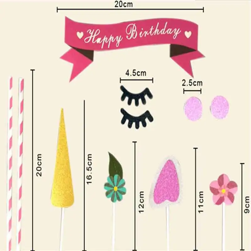 1 комплект единорога вечерние торт Топпер С Днем Рождения Кекс Свадьба Дети