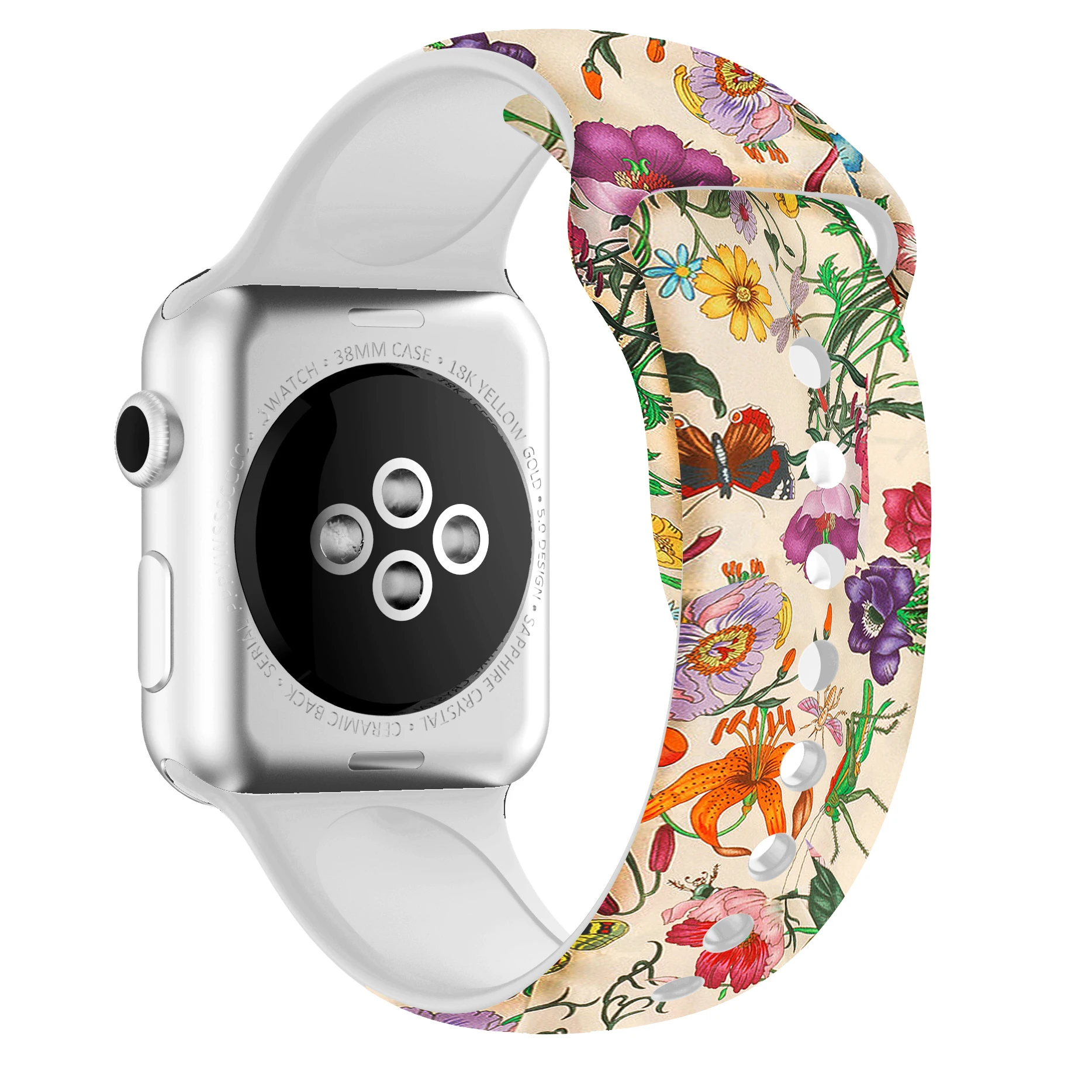 Рождественский подарок, ремешок для Apple watch 5, 4, 3, 2, 1, полосы 40 мм, 44 мм, силиконовый ремешок с цветочным принтом для iWatch Series 5, 4, 3, 2, 38 мм, 42 мм