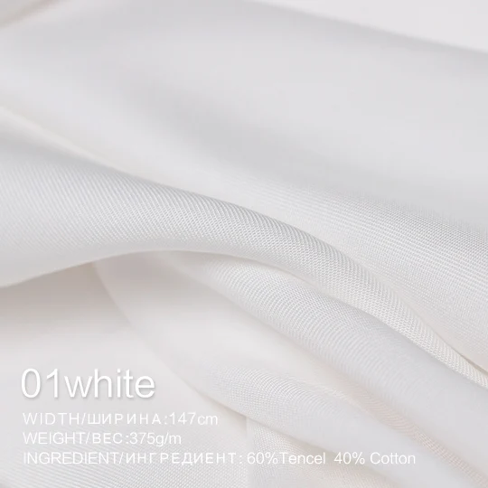 01white The Cloth 375g/m weight Soft Twill Tencel Cotton Fabrics Materials Autumn Women Windcoat Pants Sewing Cloth Freeshipping - Цвет: 01white