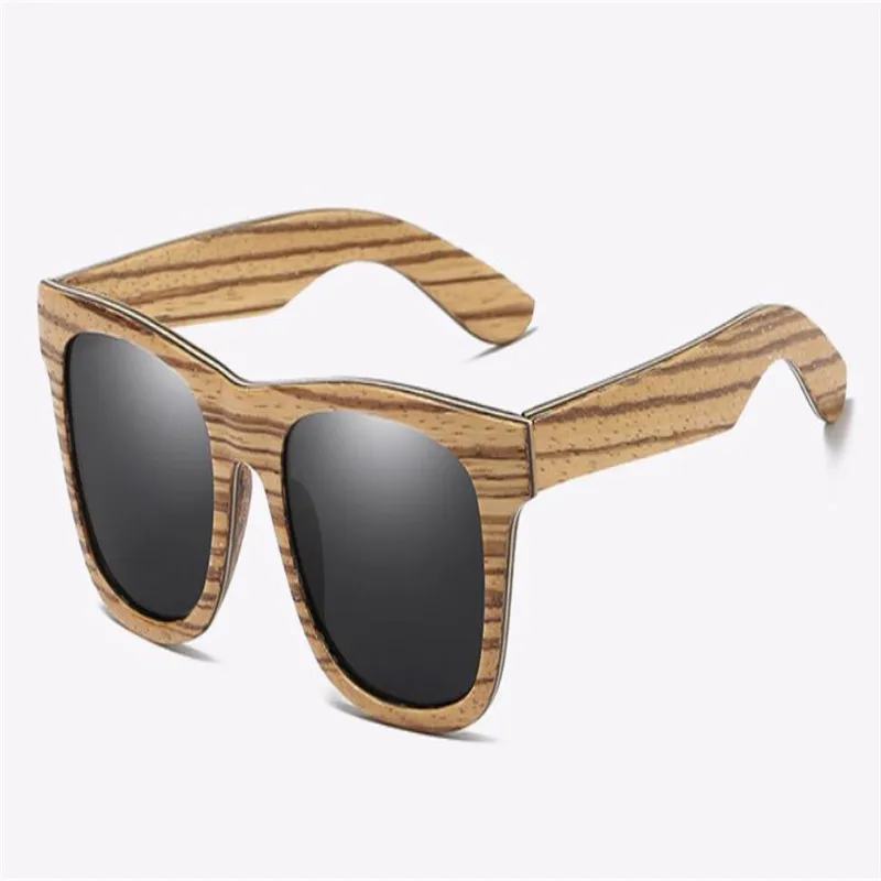 

MONGOTEN Handmade Wooden Driving Sunglasses Unisex Fashion Retro Full Rim Stripe Eyewear Frame UV400 Goggle Polarized Sunglasses