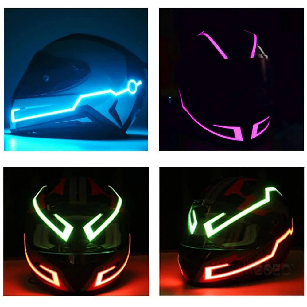 A Pair Helmet Motorcycle Light Riding Signal EL Strip Flashing Durable Kit Bar DIY Led Reflector Cold Film | Спорт и развлечения