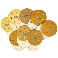 10 100pcs flocking yellow sandpaper disc 5 inch 6 hole self adhesive for polishing abrasive tools electric grinder accessories