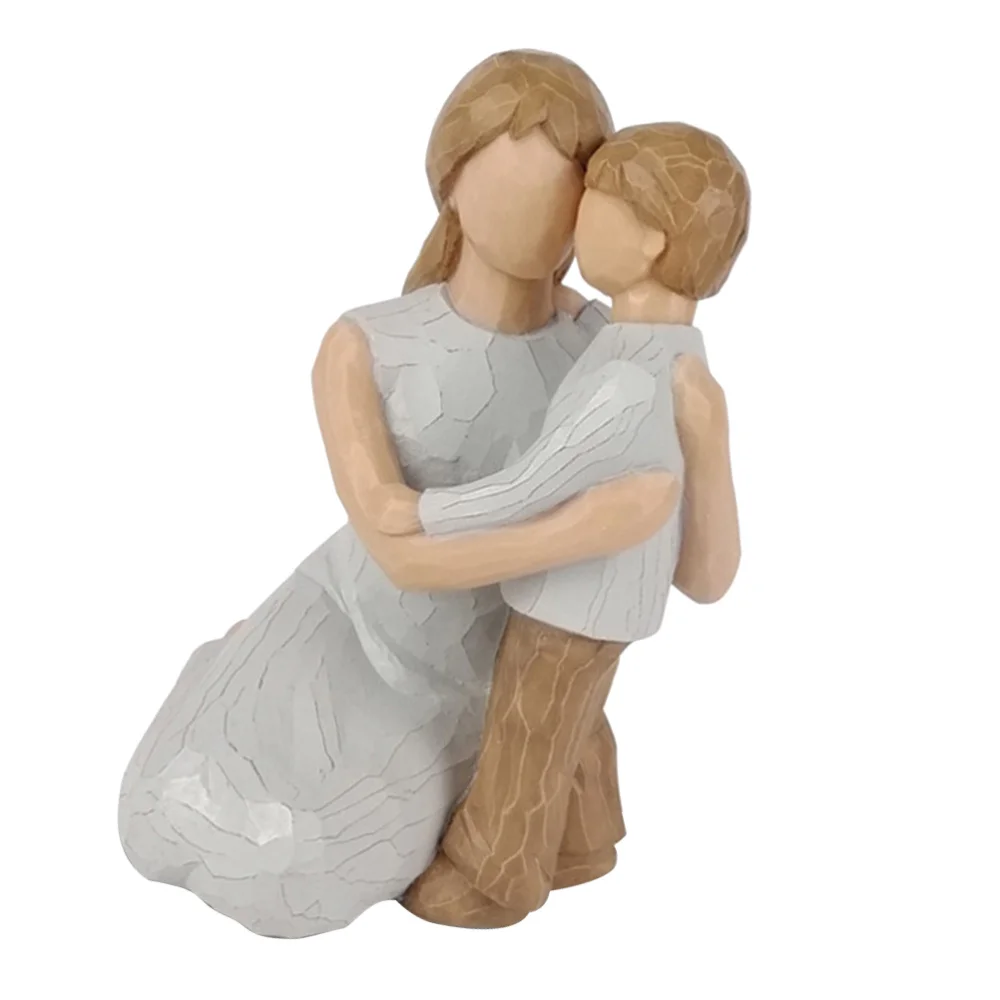 

1Pc Exquisite Statue Ornament Mother and Son Sculpture Simple Desktop Decoration