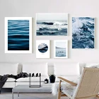 Картина на холсте с изображением синего океана, красивый пейзаж, Настенная картина для гостиной, современные минималистичные плакаты с текстом и принтами морской волны