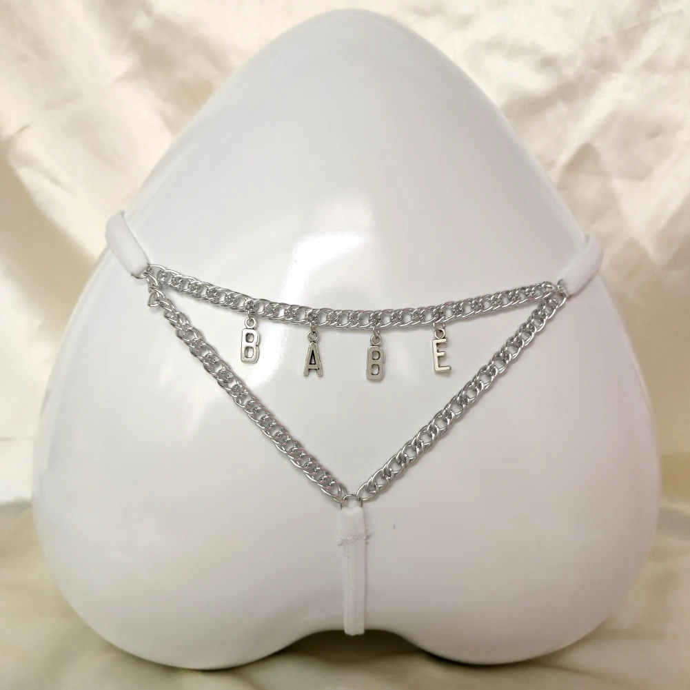 Цепочка для тела на талию металлическая золотистая/серебристая с надписью заказ