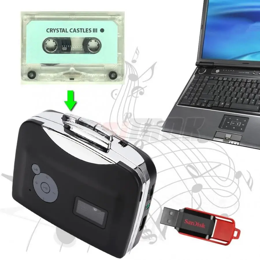 Новый vhs плеер EZCAP230 кассета в MP3 конвертер стерео USB цифровая лента wi/наушники