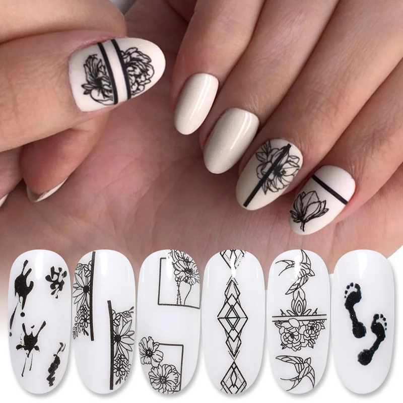 1 лист наклейки для ногтей животные Цветы Листья узоры ногти кончики переводные