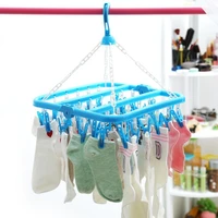 32 peg multifunctional plastic folding clothes dryer hanger children adults clothes dryer windproof socks underwear drying rack
