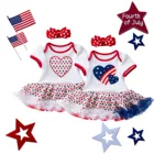 Платье для маленьких девочек, летняя одежда, Платье в горошек со звездами для новорожденных, наряды на День Независимости, летняя одежда