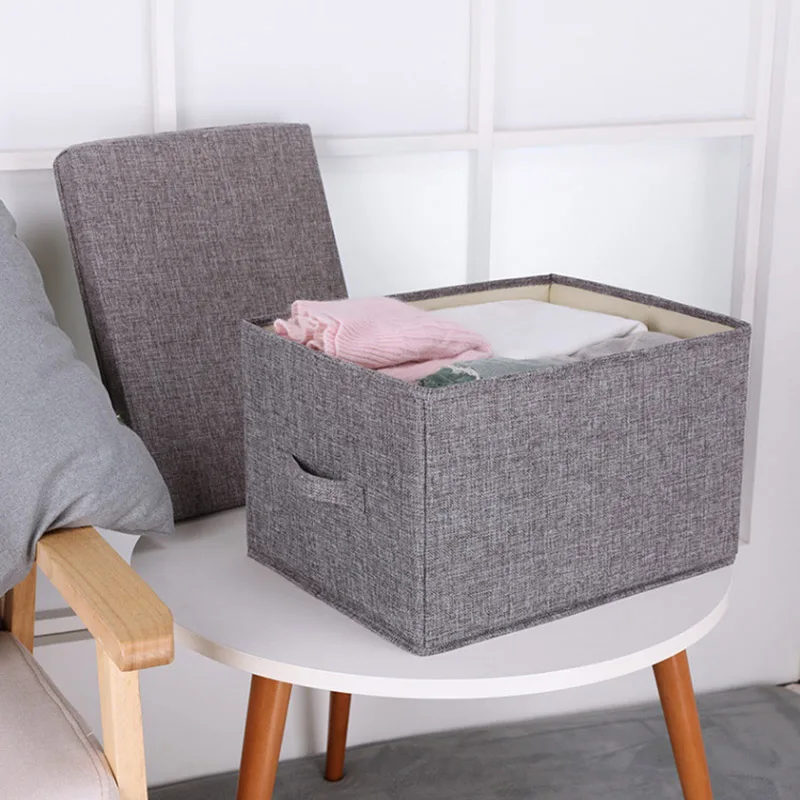 

2pcs/set Cotton And Linen Storage Box Foldable Large Waterproof Laundry Bucket Home Bathroom THIN889