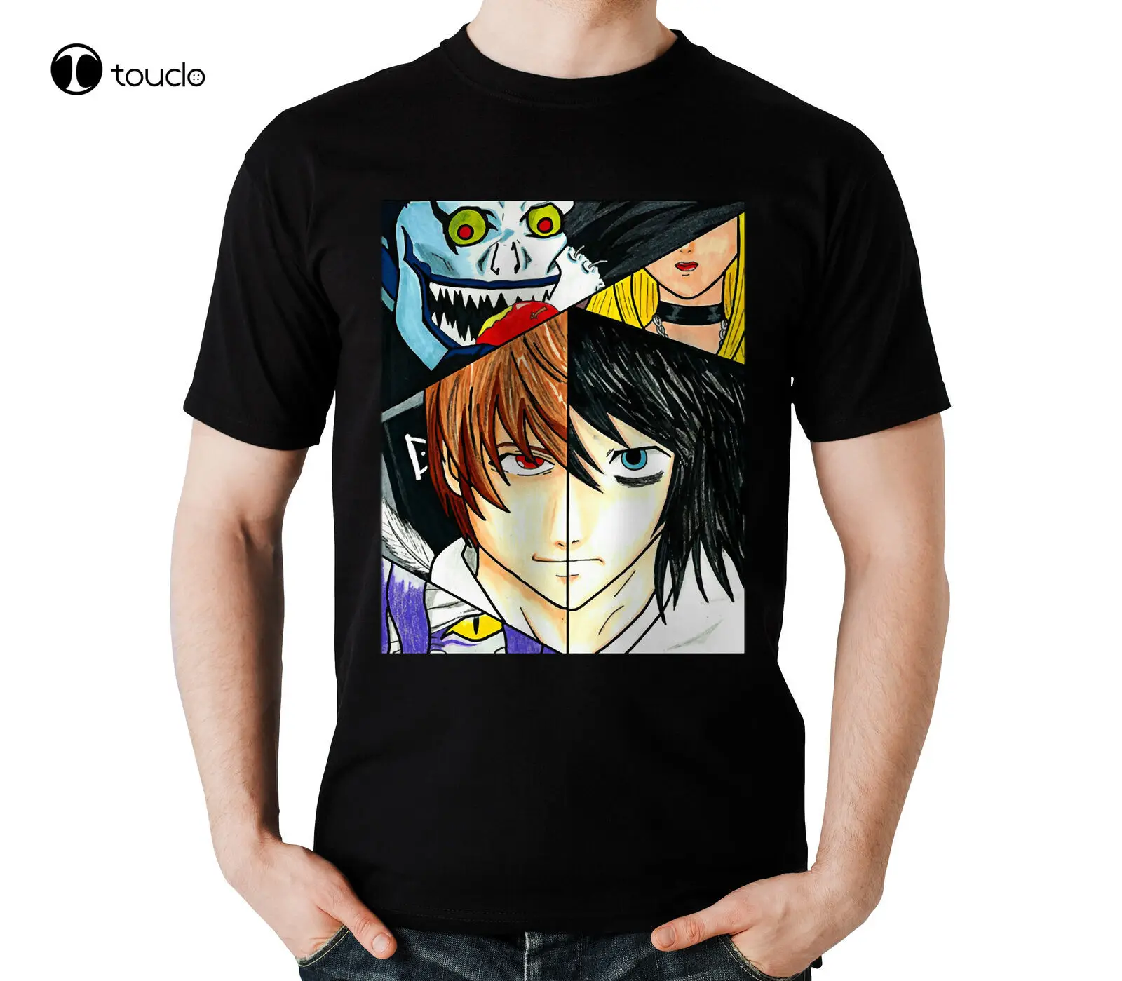 

Light Yagami L Kira Ryuk Death Note Anime Show Mikasa Black T-Shirt Misa Amane