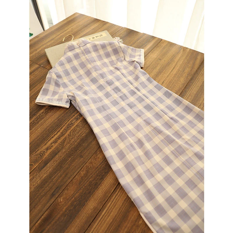 

Oriental Dress Cheongsam Skirts Chinese Traditional Clothes for Women Soft Button Short Sleeve Summer Lace Retro Qipao Dresses