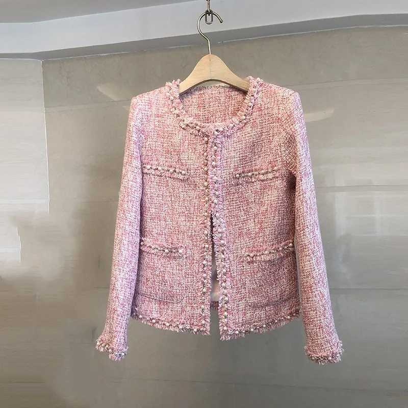 Autumn Winter Women Tassels Mini Skirt Two Piece Set Brand Slim Fit Tweed Jacket Outfits Twill Formal Office Ladies Suit Sets |