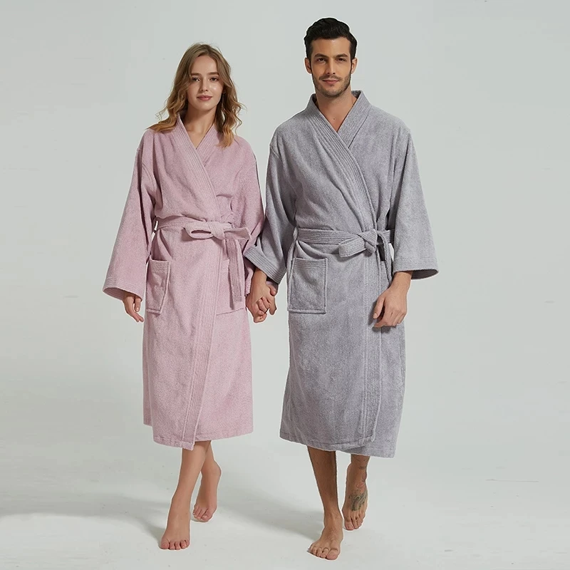 100% Cotton Terry Towel Bathrobe Unisex Kimono Bathrobe Men's Long Robe For Women Absorbent Bathrobes Home Clothes Dressing Gown