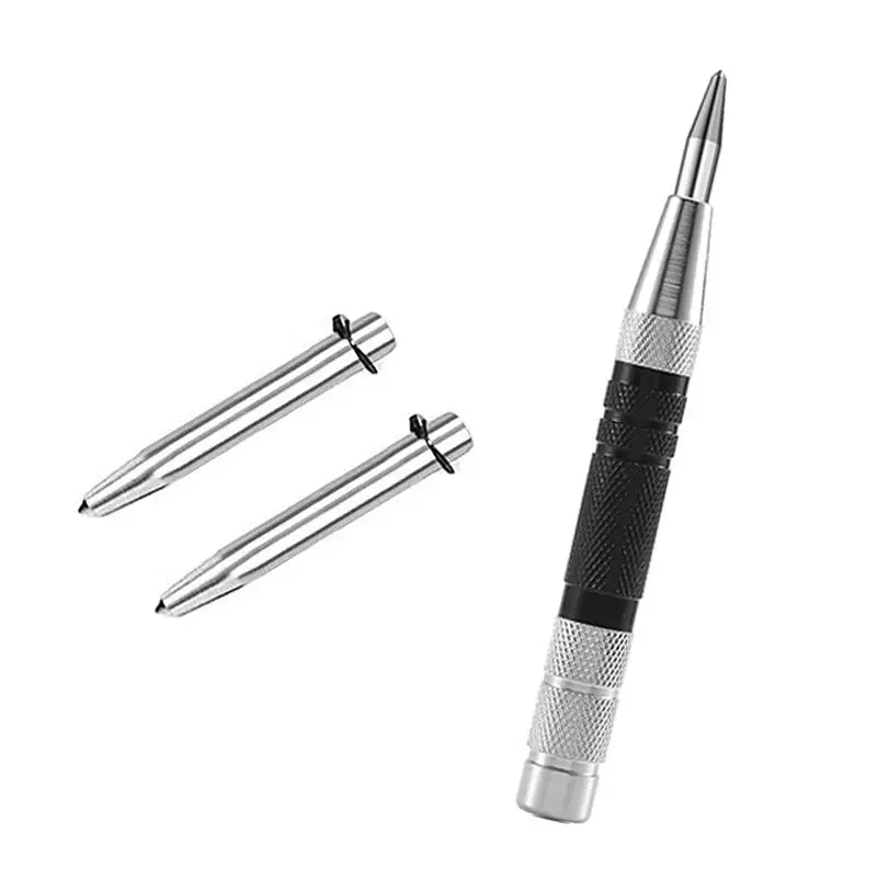 

Center Punch Pin Steel Spring Window Breaker Non-slip Portable Woodworking Puncher With Punch Heads