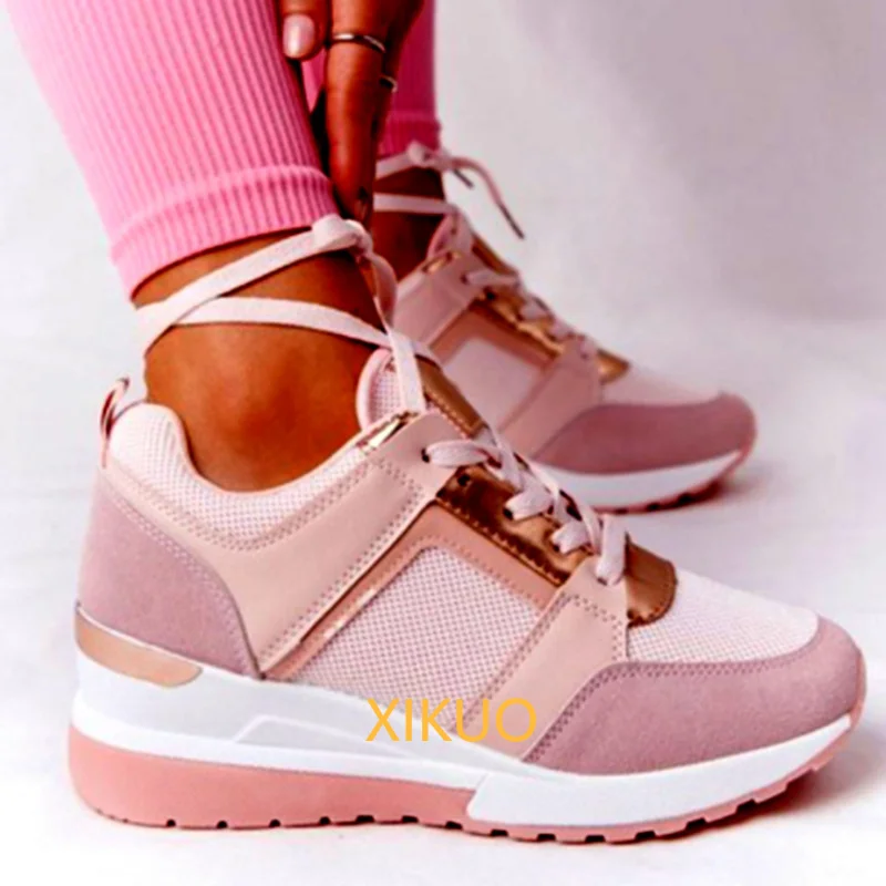 

Casual Shoes Summer New Thick Soled Slope Heel Bandage Mesh Sports Shoes