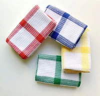 10pcs red blue yellow green checkered dishcloth towel kitchen swab kitchen towel table cleaning cloths cotton dish cloths