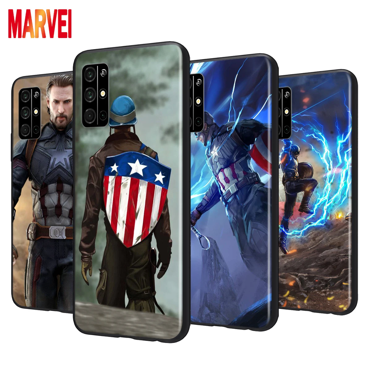 

Fashion Captain America Art Soft TPU Cover For Huawei Honor 8S 8C 8X 8A 8 7S 7A 7C 7 Pro Prime RU MAX 2020 2019 Black Phone Case
