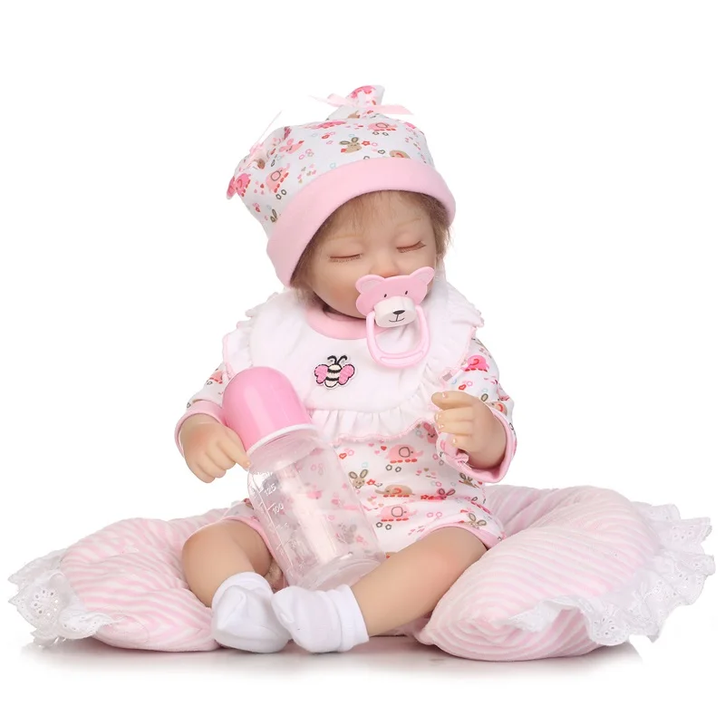 

40cm 18inch Reborn Baby Doll And Clothes Silicone Fashion Doll Playmate Kids Toys Appease Doll Pretend Play Toys Christmas Gifts