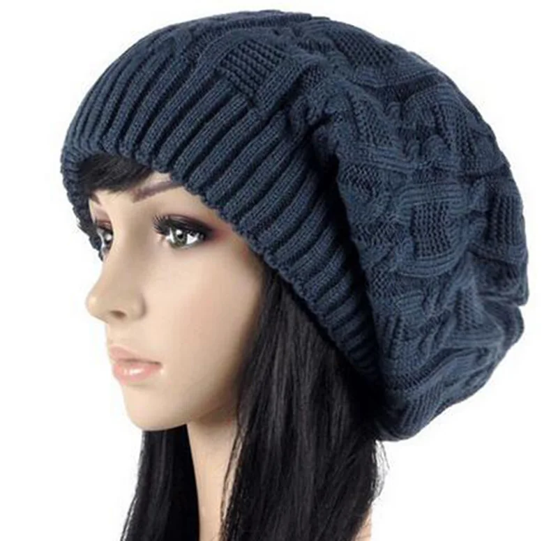 

Women Warm Casual Beanies Stripes Knitted Female Hat Autumn Winter Cap For Girl