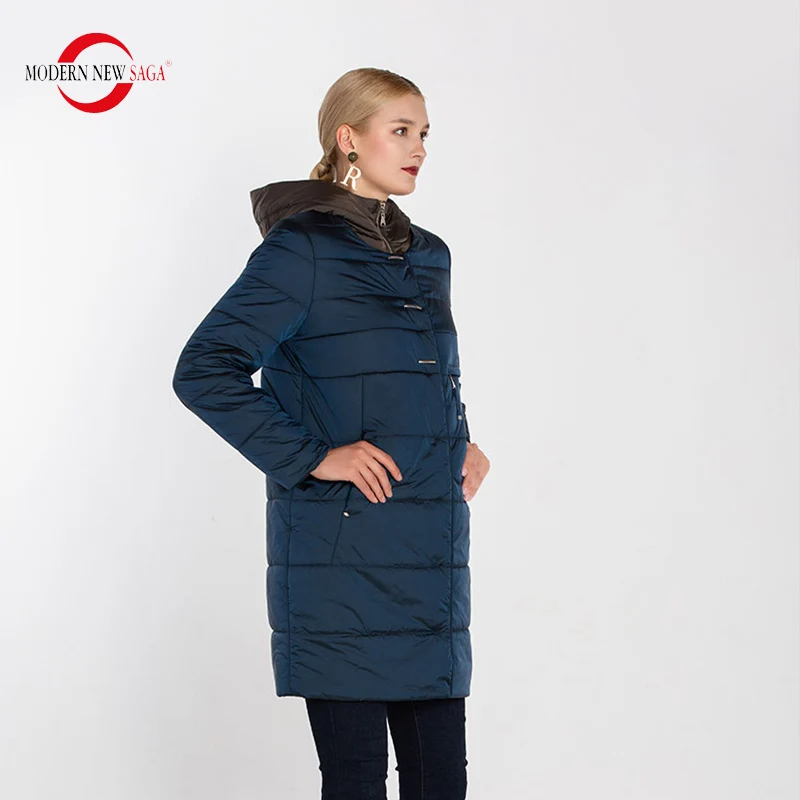 MODERN NEW SAGA 2020 Осеннее Женское Пальто Зимняя Длинная Куртка С Капюшоном Хлопковое