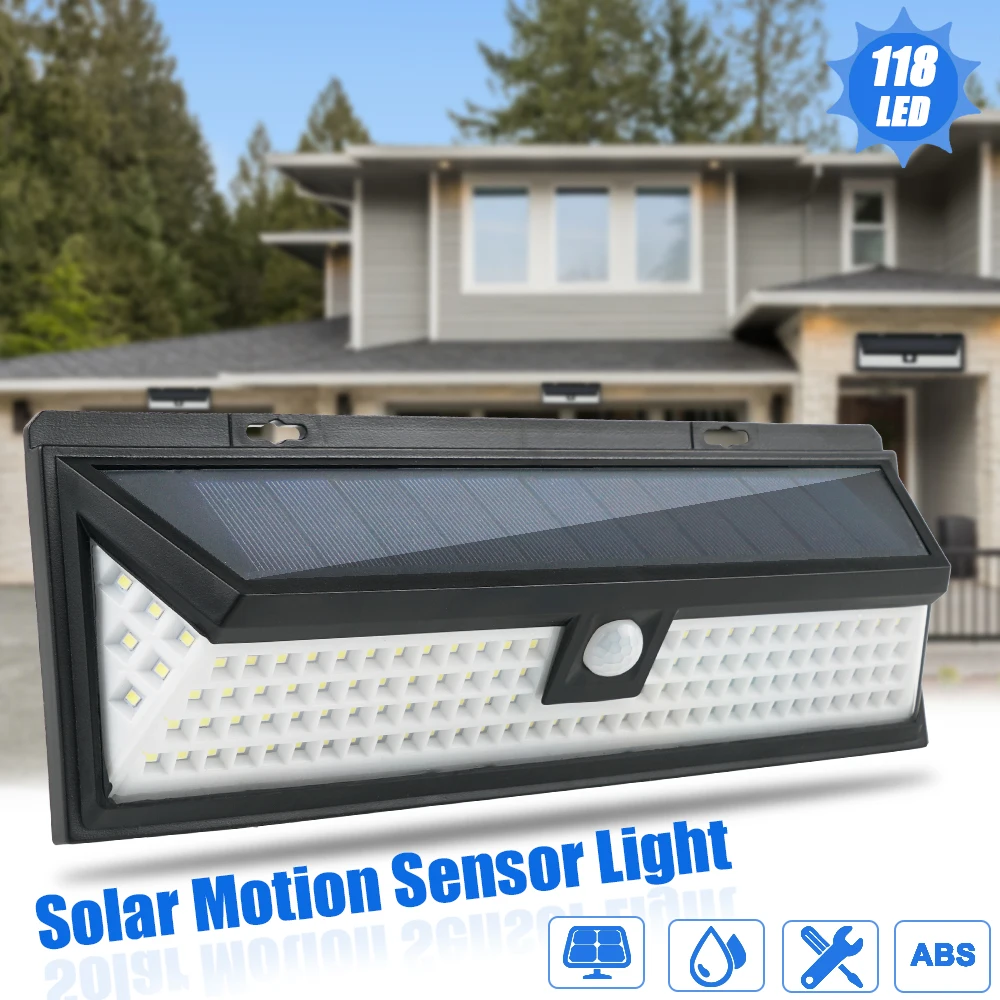 

HYMELA 118LED Solar Powered PIR Motion Sensor Wall Security Light Lamp Garden Outdoor