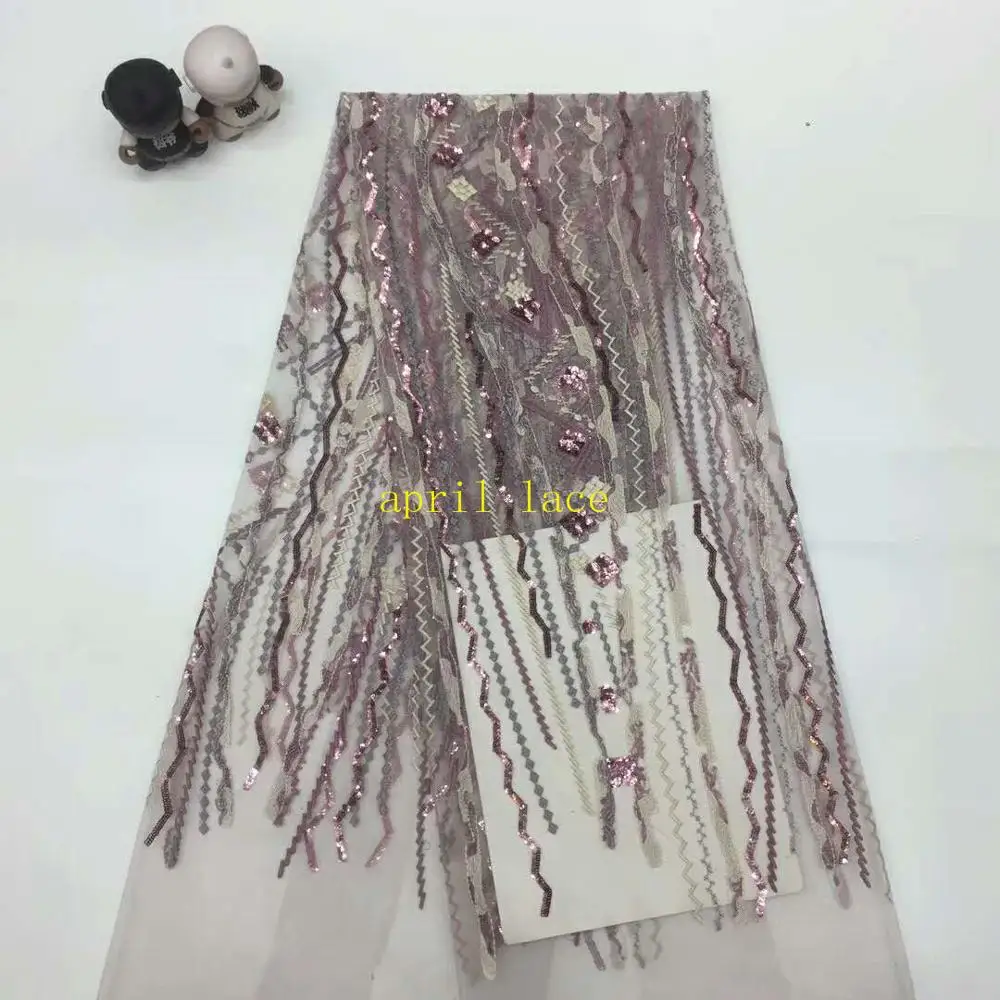 

stock 5yards/bag Mixed color sequins embroidery fashion high - end fabrics used in wedding dress design XX80#