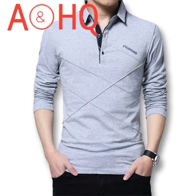 

Men Large Size M-5XL Spring Autumn Long Sleeved Polo Shirts Male Casual Fashion Slim Fitted Dress Polo Shirts Men