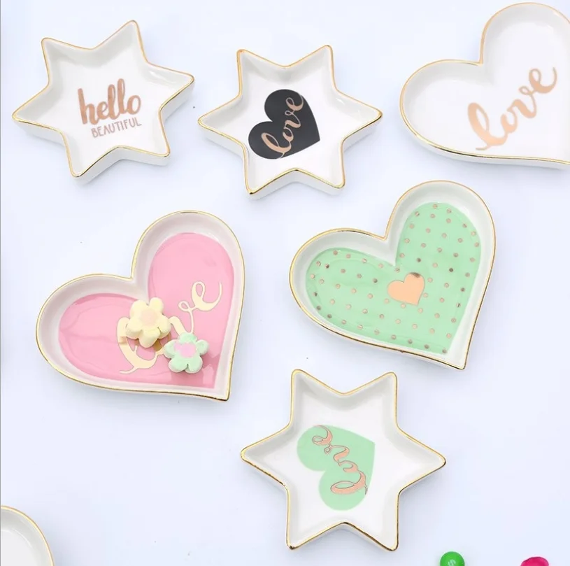 Маленькая керамическая в форме сердца Ювелирная Тарелка фарфоровая тарелка