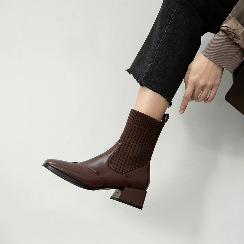 

women shoes 2021 Ankle boots for women comfort Black khaki brown 31-48
