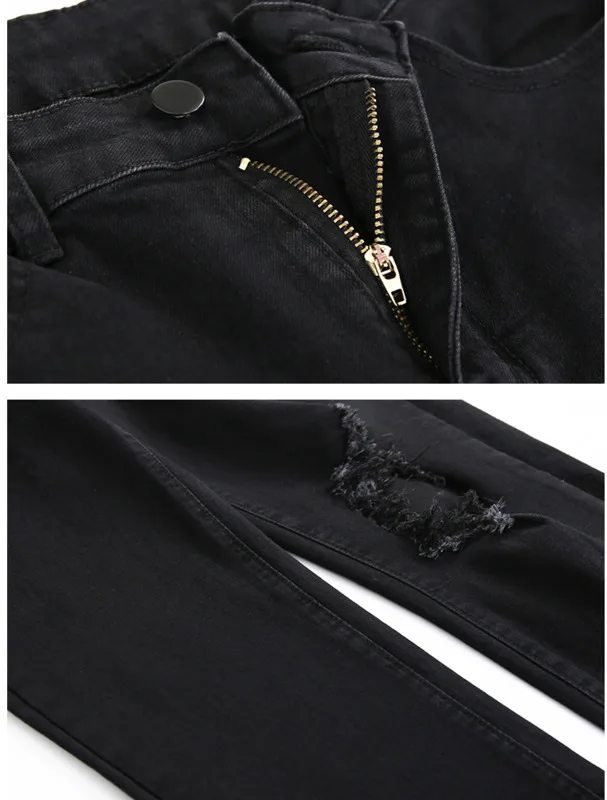 

IEFB Men's Clothing Black Knee Hole Ankle-length Jeans Men's Korean Fashion Slim Fit Handsome Denim Trousers 2021 Summer New