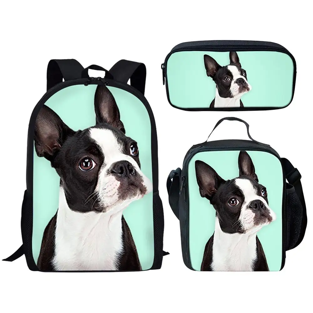Милый Бульдог собака 3D печать ранцы для девочек 3 шт./компл. сумка для книг для начальных детей Детский Школьный рюкзак школьные рюкзаки