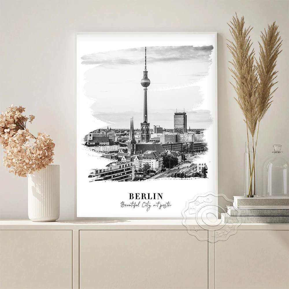 

Berlin Modern Travel Art Prints Poster City Landmark Black White Photography Scenery Canvas Painting Lounge Office Studio Decor