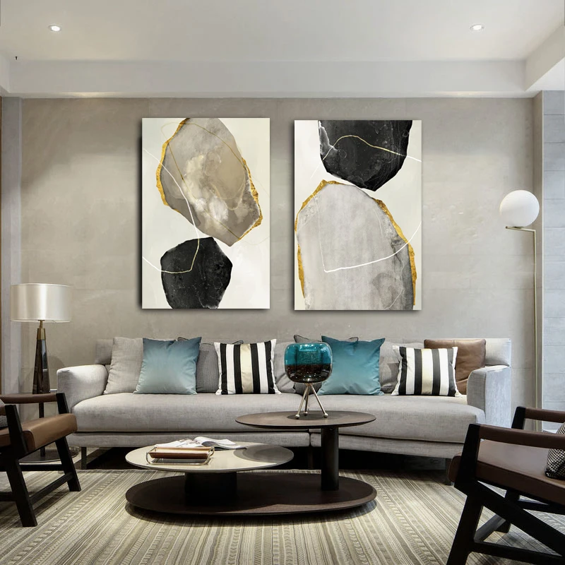 Абстрактный серый черный геометрический мраморный цветной постер DDHH