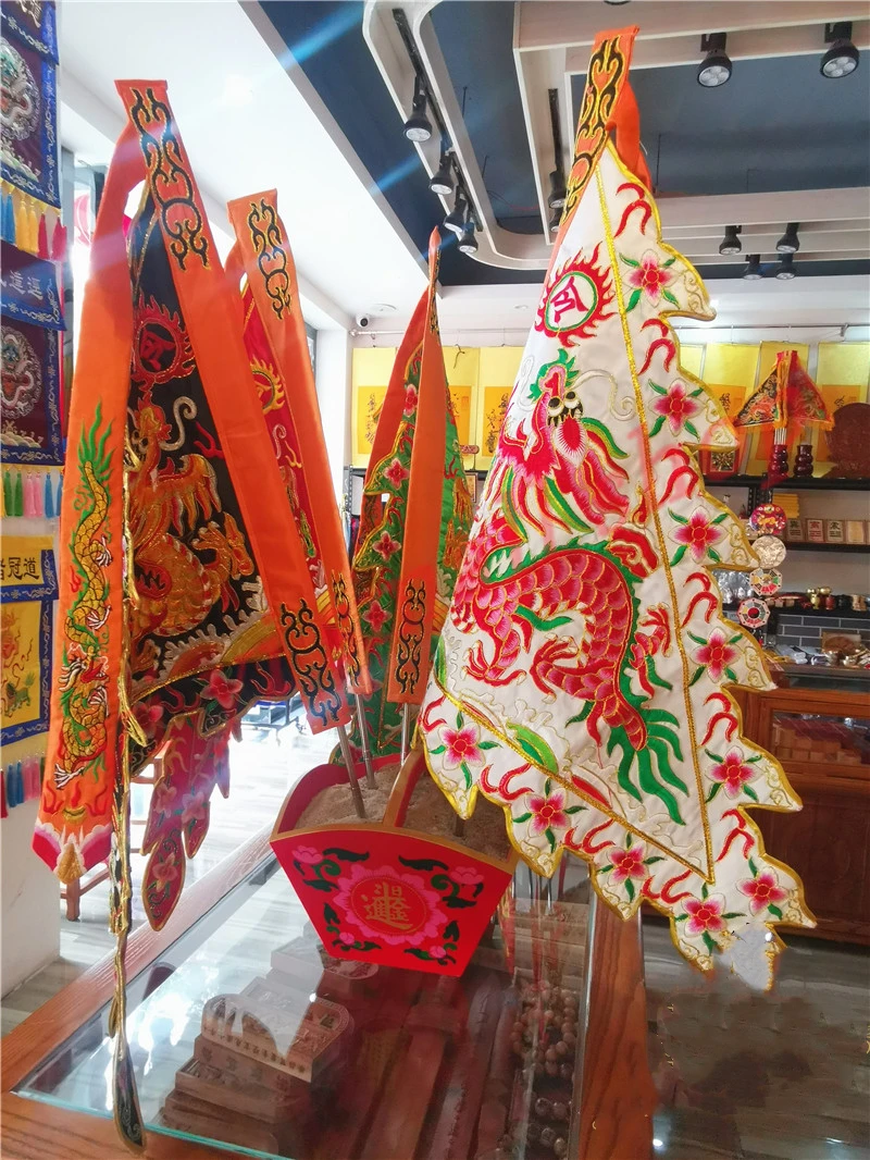 

Taoist token, large size Taiwan version boutique five dragon flag, five color flag, Taoist Dharma altar, sacrificial articles