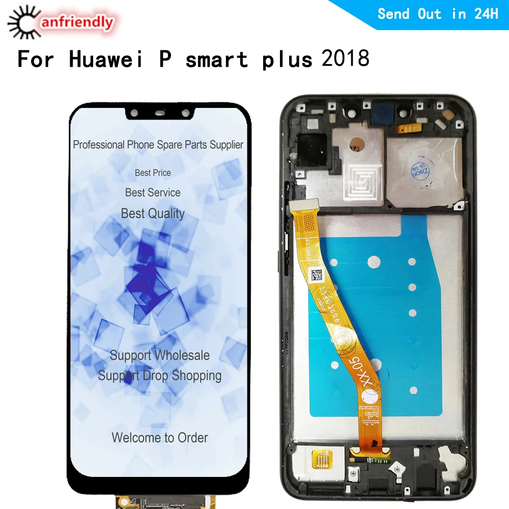 Pantalla LCD inteligente de 6,3 pulgadas para m&oacute;vil, digitalizador de INE-LX1 con montaje de marco para Huawei P Smart Plus 2018, Pantalla de panel t&aacute;ctil, L21, LX2-0