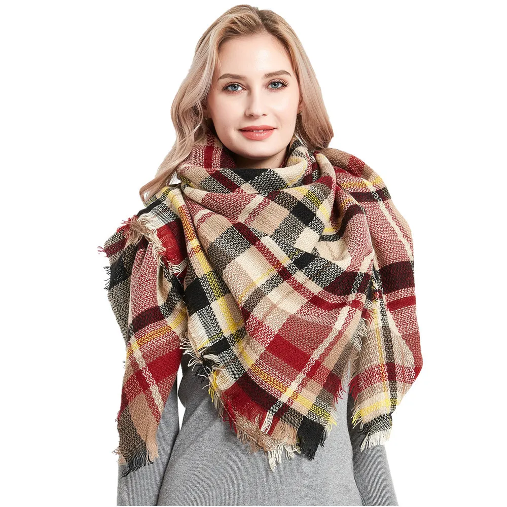 

Hot Sale European and American Style Imitation Cashmere Plaid Scarf Women's Autumn and Winter Soft Keep Warm Shawl Female