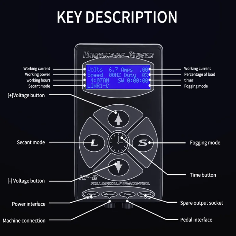 HP-2 Hurricane Tattoo Power Supply Digital Dual LCD Display Tattoo Power Supply Machines Permanent Makeup For Tattoo Machine Pen