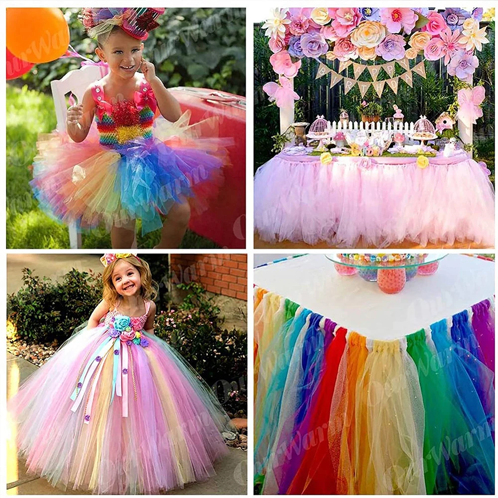 

Rainbow Glitter Tulle Roll Table Runner Tutu Skirt Sash Wedding Gift Ribbon Unicorn Birthday Party Bridal Baby Shower Decor
